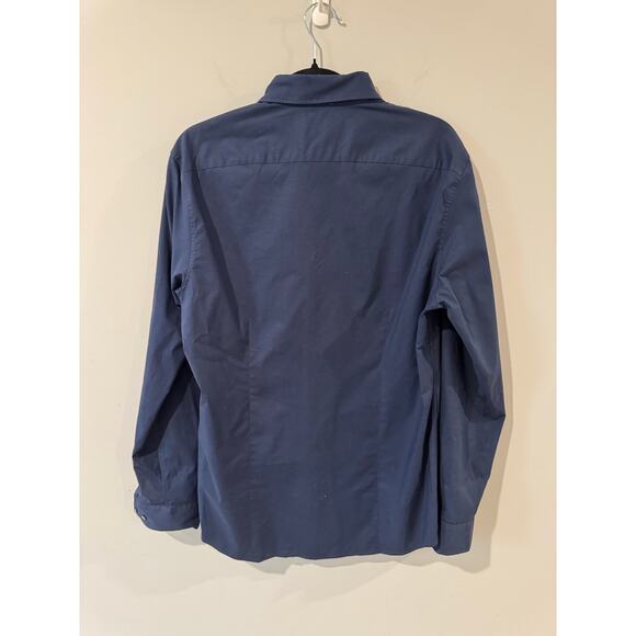 Michael Kors Men’s Navy Blue Button-Up Shirt Size M Classic Long Sleeve Shirt - Picture 3 of 5